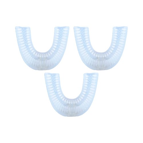 AutoBrush Silicone U Shaped Brush Head Replacement, Brush Head Refills, 360 Degree Oral Teeth Cleaning, Automatic Toothbrush Head Accessories, Adult and Kid Sizes (Ages 5-7, 3-Pack, Kids)