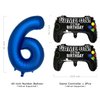 Navy Blue Video Game Party Supplies Boys 6th Birthday Party Decorations- 2 Packs Game On Balloons with Dark Blue Number 6 Balloon