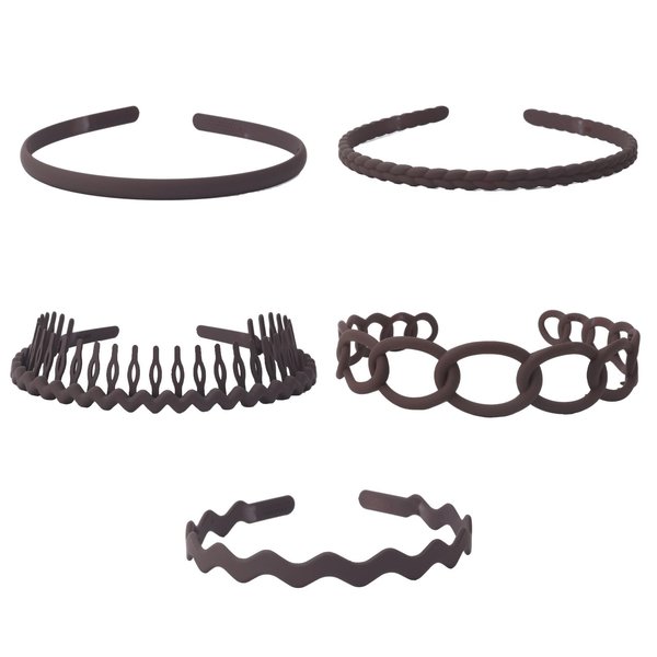MHDGG Plastic Hair Bands with Teeth,5Pcs Non Slip Hair Comb Head Bands Hair Accessories Outdoor Sports Headbands for Women Men,Coffer