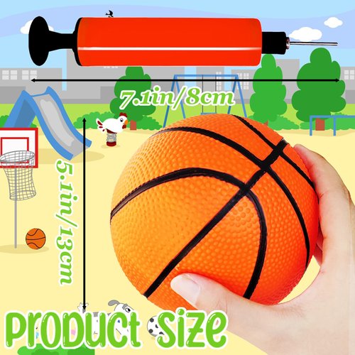 Dshengoo 6 Pcs 5 Inch Mini Toy Basketballs,Colorful Rubber Inflatable Basketball with Pump for Toddlers Kids Pool,Basketball Hoop,Beach Sports Game,Party Favor Indoors Outdoors