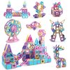 ASOK 3D Castle Magnetic Building Tiles 160pcs Development & Educational Magnetic Blocks Toys for Boys and Girls Ages 3 4 5 6 7 8 Years Old Macaron Color Learning Toys Gifts for Children Kids