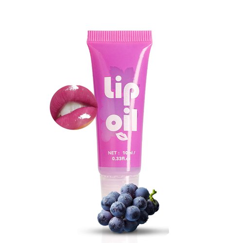 Easilydays Fruity Lip Oil for Fuller Lips, 6 Colors Nourishing Glossy Tinted Fruit Flavoured Lip Oil, Longlasting Non-Sticky Lip Balm Lip Glaze Lip Care, Natural Plumping for Dry Cracked Lips,01 Grape