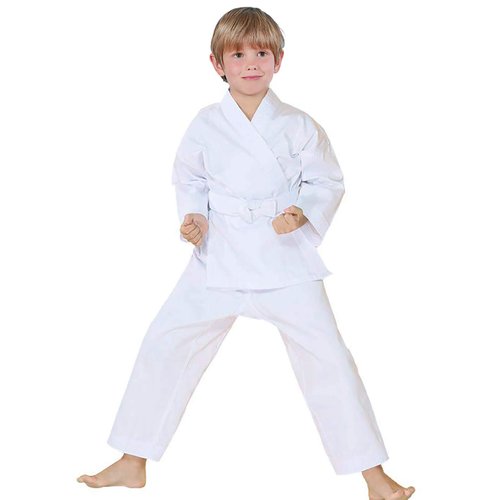 FLUORY Karate Uniform with Belt, White Karate Gi for Adult & Children Size 000-6