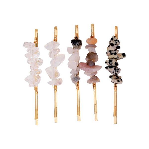 MINACHI Retro Style Irregular Shape Stone Hairpin Set, 5 Pieces, Multi Color, Hair Accessories for Women