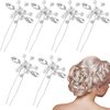 OIIKI 6 PCS White Pearl Bridal Hair Pins, Pearl Rhinestone Wedding Hairpins for Women, Crystal Pearls Hair Clips, U-Shape Hair Accessories, Pearl Hair Pins for Women, Girls, Brides, Bridesmaids