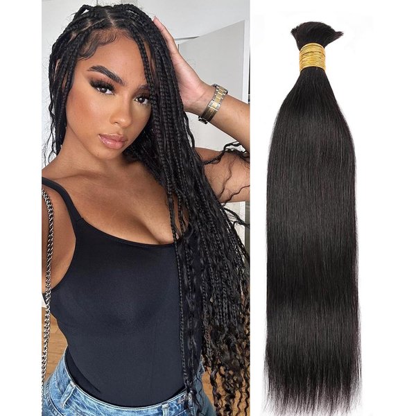 Human Braiding Hair 100g Hair Bulk Straight 100% Unprocessed Virgin Hair Bundles for Braids Nature Black Hair Extensions 16 Inch