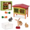 11 Pieces Farm World Set Easter Bunny Hutch Bunny Toy Animal Figures Barnyard Carrot Bunny Hutch Farmhouse Country Toys for Kids Ages 3 to 8 or up Playset Learning Educational Toys Birthday Gift