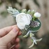 Fangsen Silver Wedding White Flower Hair Comb Boho Floral Hair accessory for Women and Girls