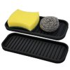 Silicone Sponge Holder Kitchen Sink Organizer Tray Dish Caddy Soap Dispenser, Scrubber Spoon Holder,Dishwashing Accessories 2 Pack (Black)