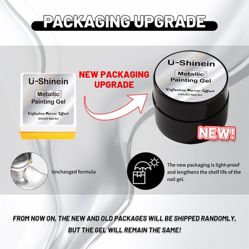 U-Shinein 8ml Metallic Painting Gel, Silver Painted Nail Polish, 3D Metal Painting Drawing Mirror Nail Gel Polish Glossy Soak Off UV/LED DIY Nail Art Manicure