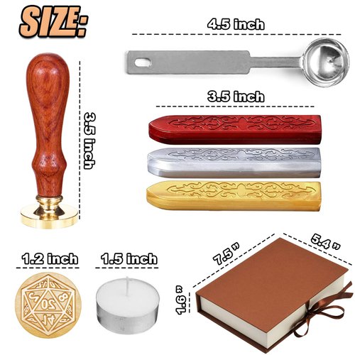 DND Wax Seal Stamp, Fantasy D20 Dice Wax Seal Kit, Ideal Gifts for Dungeons and Dragons/D&D Adventure Cards Envelopes, Gift Packaging. Great RPG Accessories Nerdy Gifts for DND Lovers, DM & Players