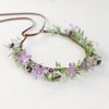 KorViSHOW Handmade Purple Flower Crown Floral Headband for Bridal Weeding Elf Wreath Women Girls Headdress Fairy Green Leaf Headpiece Cosplay Photo Prop