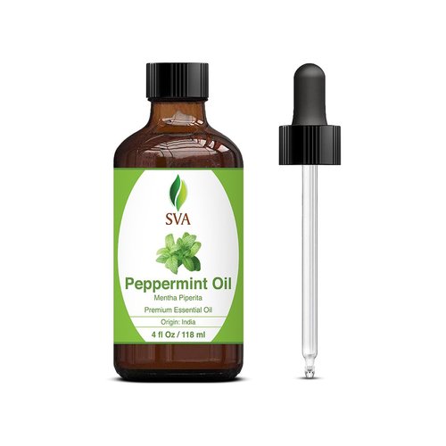 SVA Peppermint Piperita Essential Oil – 4 Fl Oz – 100% Natural Piperita Oil - for Diffuser, Hair Care, Face, Skin Care, Aromatherapy, Scalp and Body Massage, Soap and Candle Making - with Dropper