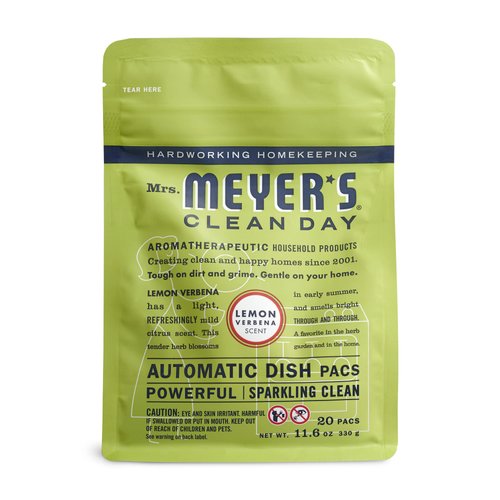 MRS. MEYER'S CLEAN DAY Automatic Dishwasher Pods, Lemon Verbena, 20 Count