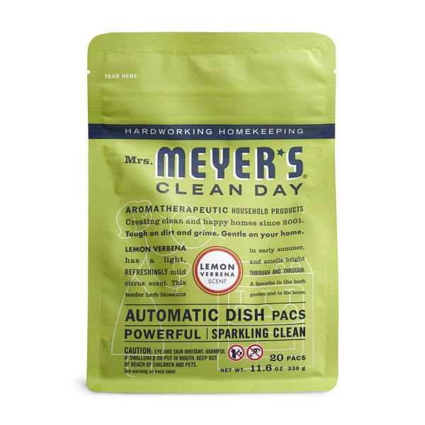 MRS. MEYER'S CLEAN DAY Automatic Dishwasher Pods, Lemon Verbena, 20 Count