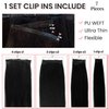 7pcs Clip in Hair Extensions Yaki Jet Black Seamless Clip in Hair Extensions Human Hair 16 Inch 100 Grams Thick Ends Remy Hair Extensions Clip ins Full Head Natural Real Human Hair
