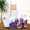 Draizee Heel Spa Basket For Women - 10 Pcs Cherry, Lavender Scent Scented Spa Bath Essentials w/ Spa Baskets for Women Shower Gel, Bubble Bath, Body Butter & Lotion, Soft Bath Puff