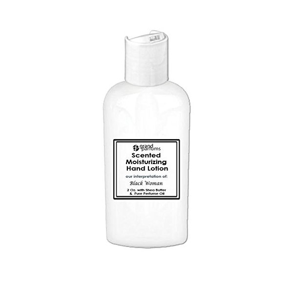 Grand Parfums 2 Oz Moisturizing Hand Lotion with Shea Butter (Black Woman) Scented Hand Cream Spa Product, Travel Size Paraben Free