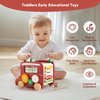 Wooden Activity Cube 8-in-1 Montessori Toys | Multifunctional Early Educational Learning Toys | Activity Cube for Baby Shape Sorter Xylophone Animal Travel Bus Toys Boy Girl Birthday Gift（Red Bus）