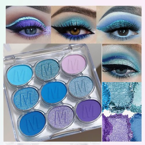 GUANTIAN Blue Eyeshadow Palette Blue Purple Matte eye shadow makeup for woman,9 colors Blue Purple Matte Eyeshadow Long Lasting Colorful Eye Shadow Plattet (Blue Purple)