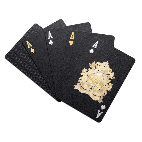 EAY Diamond Waterproof Black Playing Cards, Poker Cards, Deck of Cards (Black)