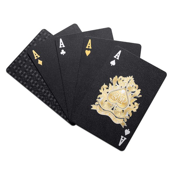 EAY Diamond Waterproof Black Playing Cards, Poker Cards, Deck of Cards (Black)