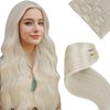 LaaVoo Clip in Hair Extensions Real Human Hair Blonde Clip on Extensions Human Hair Platinum Blonde Human Hair Extensions Clip ins For Women Long Straight 22 Inch 5pcs/80g