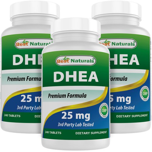 Best Naturals DHEA 25mg (Micronized) 240 Tablets - Pack of 3