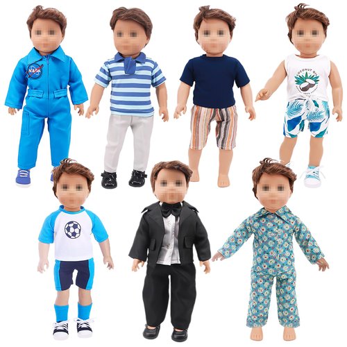 SOTOGO 7 Sets 18 Inch Boy Doll Clothes Doll Outfits Doll Accessories for American 18 Inch Boy Doll