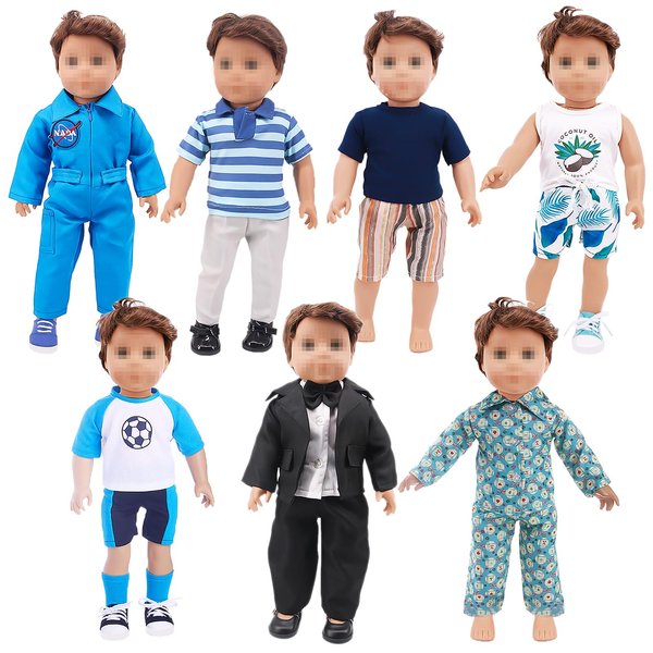 SOTOGO 7 Sets 18 Inch Boy Doll Clothes Doll Outfits Doll Accessories for American 18 Inch Boy Doll