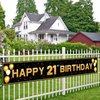 ANATANOWOR 21st Birthday Decorations for Boys and Girls Black and Gold Happy 21st Birthday Decorations Banner 21 Years Old Bday Party Supplies (118" X 20")