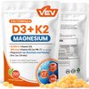 VEV Vitamin D3 K2 Magnesium Vitamin Supplement - 10,000 IU Vitamin D3, 200 mcg MK-7, Magnesium Glycinate & Malate, Zinc Citrate – 300 Softgels, for Energy, Bone & Muscle Support
