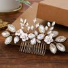 Foyte Crystal Wedding Hair Comb Flower Bride Headpiece Gold Rhinestone Hair Piece Bridal Side Hair Accessories for Women and Bride