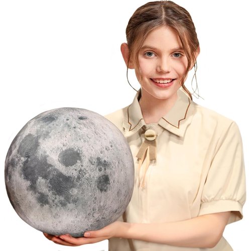 XIGUI Ultra-ealistic 3D Planet,Moon,Earth,The Sun,Pillow Plush Toys,for Kids Teens Adults, for Teachers and Parents, Educational Toy Learning, 10.6 in (The Moon)