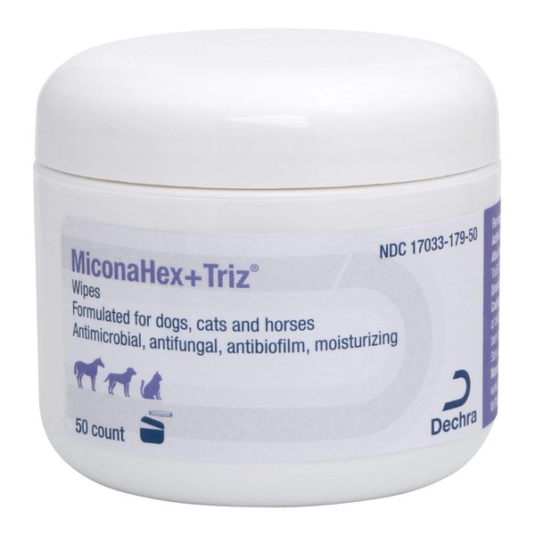 MiconaHex+Triz Wipes, 2.25" round for Dogs, Cats and Horses, 50 count jar