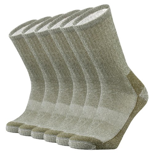 SOX TOWN Men's Merino Wool Cushion Crew Socks Moisture Wicking Control for Outdoor Hiking Work Boot Thermal Warm All Seasons(Green L)
