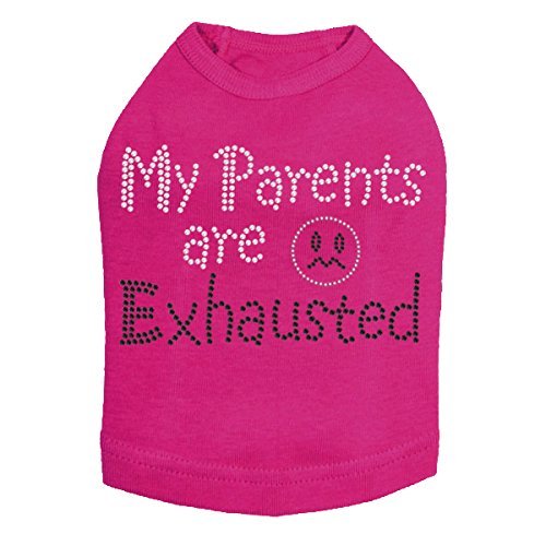 My Parents are Exhausted Dog Shirt 2XL Fuchsia