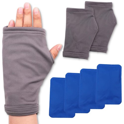Hot and Cold Hand Therapy Gloves, Hand Ice Pack, Ice and Heat Therapy Pain Relieving Mittens | Microwavable and Freezable, Arthritis, Finger and Hand Injuries, and Carpal Tunnel (Grey)