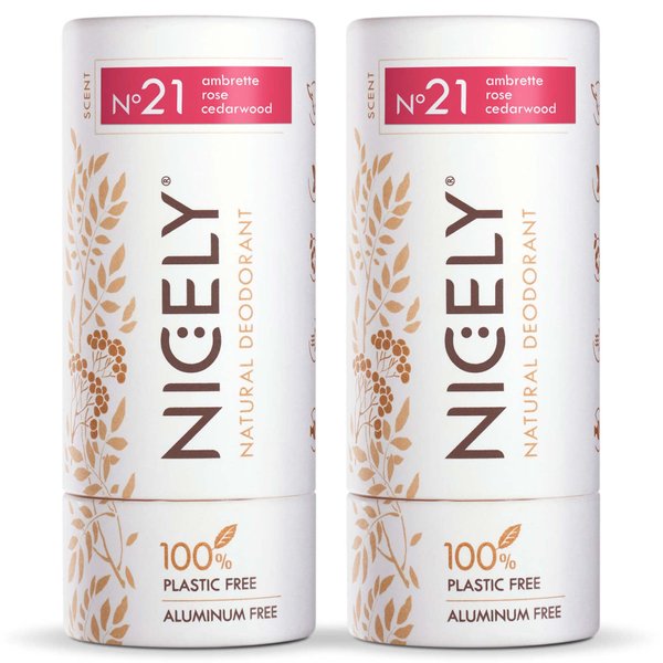 Nicely Aluminum free Deodorant for Women Pack of 2, 24 Hours Odor Protection for Sensitive Skin, Natural Deodorant Made of Natural Essential Oils, Ambrette-Rose-Cedarwood