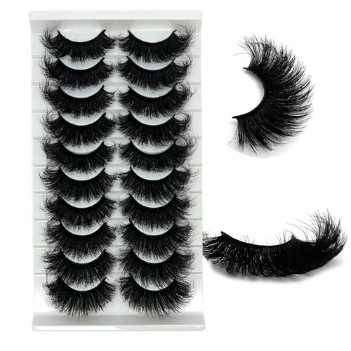 loladook Mink Lashes 20mm Big Long Full Strip Faux Mink Lashes Soft False Lashes Mink Fluffy Dramatic 3D Thick Volume False Eyelashes 10 Pairs Pack