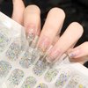 LIFOOST Semi Cured Gel Nail Strips Glitter Sequins Nail Stickers Transparent Full Nail Wraps for Women Nail Art Design