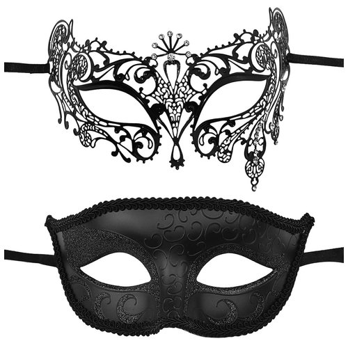 KEFAN 2 Pack Couple's Venetian Masks Set Masquerade Ball Mask Carnival Mardi Gras Prom Mask Theatrical Masks