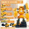 Magnetic Transform Engineering Car Assembled Toys with Storage Box, Transforming Robot Toy Construction Vehicle Toy for Kids Age 3-5 4-8 Outdoor Toddler Activities Toys (35 Pcs)