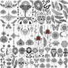 31 Sheets Indian Black Temporary Tattoos for Women Girls Adults Arm, Bohemia Lotus Tribal Skull Lion Elephant Fake Tattoo Stickers Feather Moon Snake