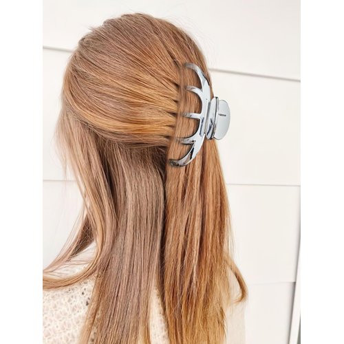 LILIE&WHITE Silver Hair Clips For Women Summer Hair Clip With Claw Acrylic Clips For Hair Pretty Claw Clips For Thin Hair Women Non Slip Strong Hair Clamps Accessories Present