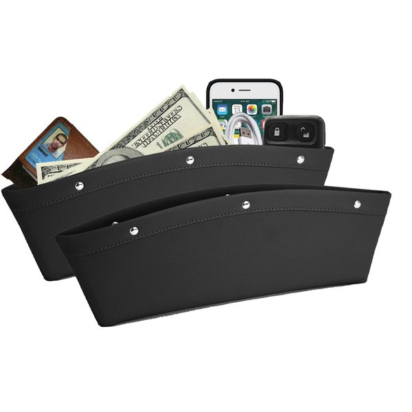 lebogner 2 Pack Car Seat Gap Filler Premium PU Full Leather Seat Console Organizer, Car Pocket Organizer, Car Interior Accessories, Car Seat Side Drop Caddy Catcher