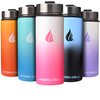 HYDRO CELL Stainless Steel Insulated Water Bottle with Straw - For Cold & Hot Drinks - Metal Vacuum Flask with Screw Cap and Modern Leakproof Sport Thermos for Kids & Adults (White/Pink 18oz)