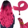 RUNATURE Itip Human Hair Extensions 18 Inch I Tip Hair Extensions Human Hair Hot Pink I Tip Hair Extensions Pink Human Hair I Tip Extensions Pre Bonded I Tip Hair Extensions Pink for Highlight 25g 25s