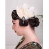 Aimimier 1920s Flapper Feather Hair Clip Ivory Headpiece Prom Party Roaring 20s Accessories for Women and Girls