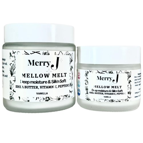MerryJskin Mellow Melt Strawberry Deep Moisture Body Butter, 4 oz, Shea Butter, Vitamin E (Regular, Vanilla)